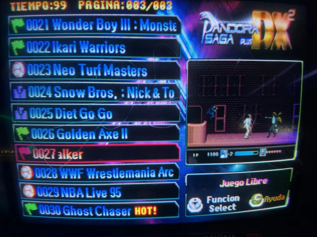Selector de juegos de una máquina multijuego